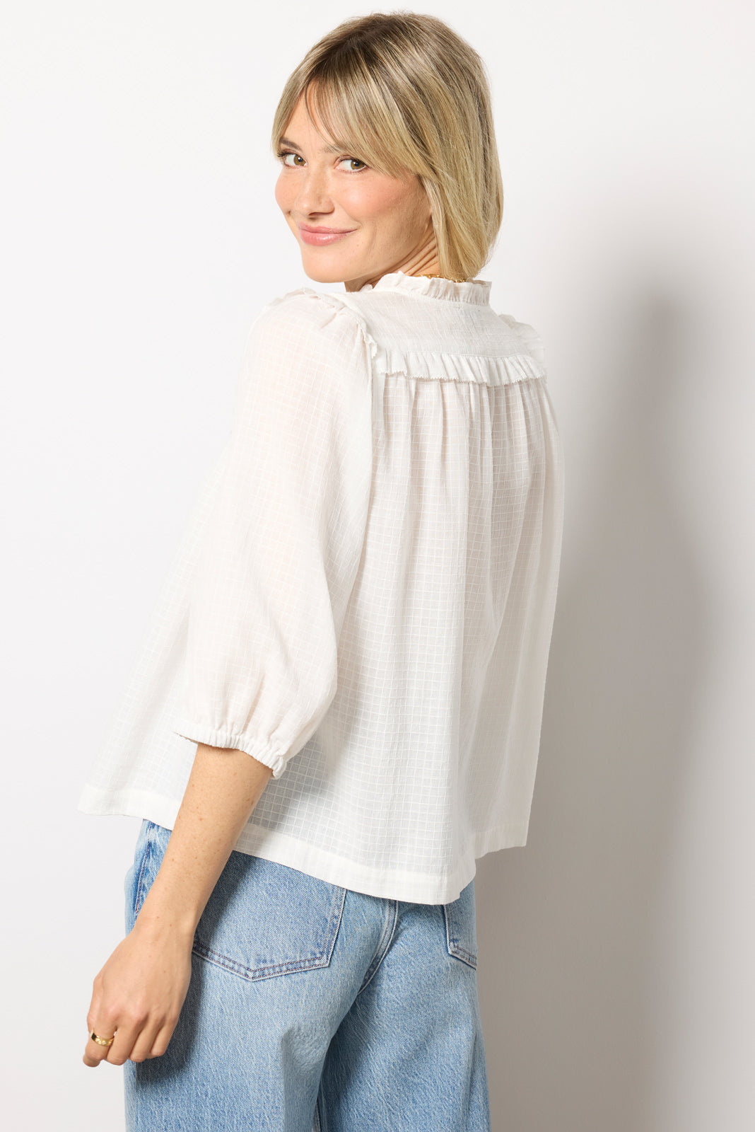 Quarter Sleeve Crochet Blouse - Image 4