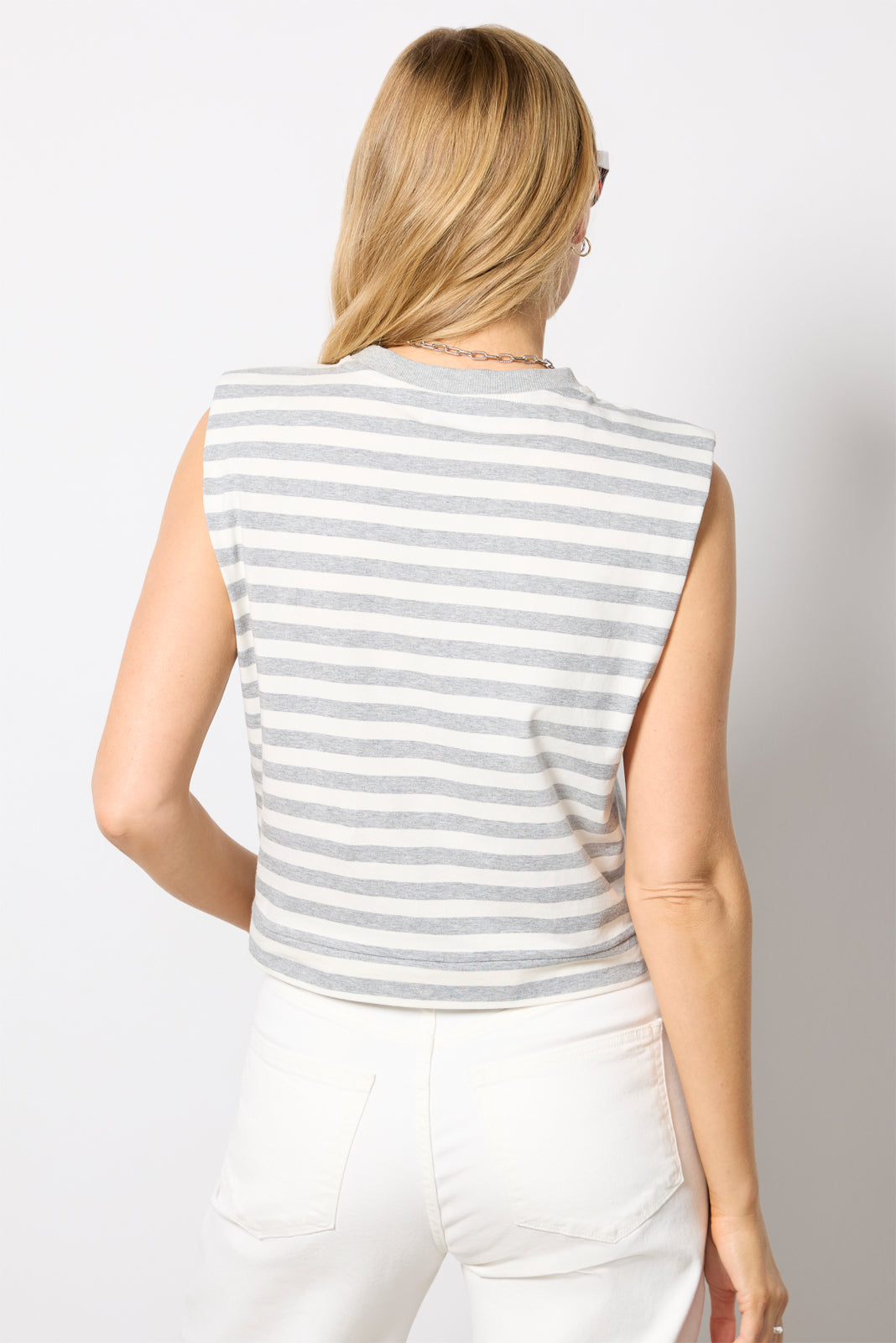 Daphne Strong Shoulder Stripe Top - Image 4